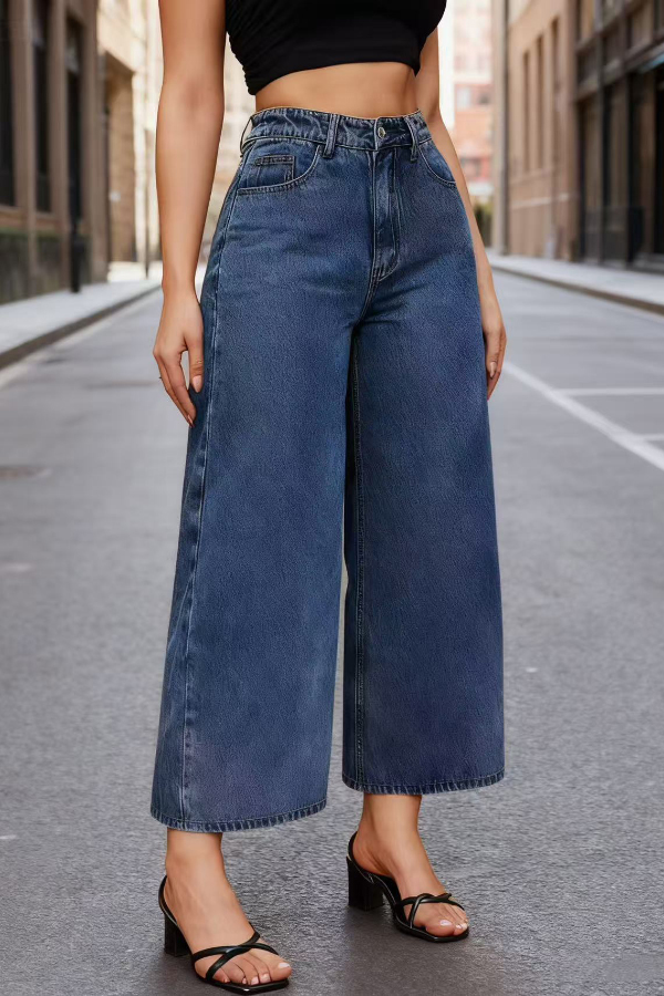 Stylish High-waisted Casual Pocket Straight Leg Jeans