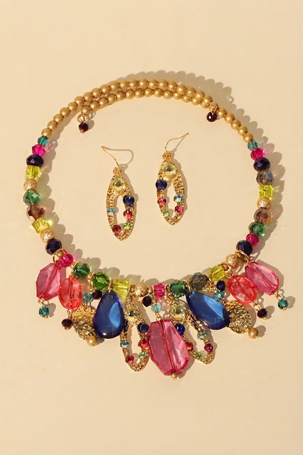 Multicolor Crystal Beaded Necklace-Consonak