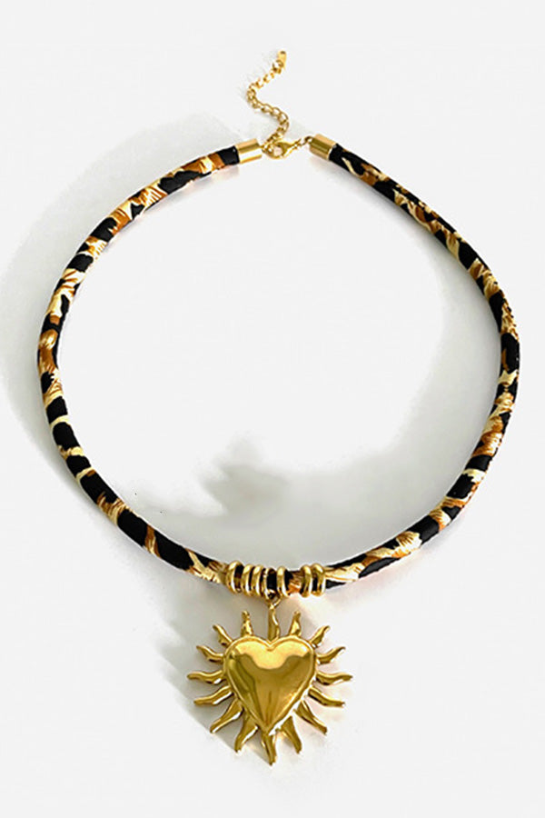 Leopard Print Velvet Rope Design Stainless Steel Necklace | Consonak