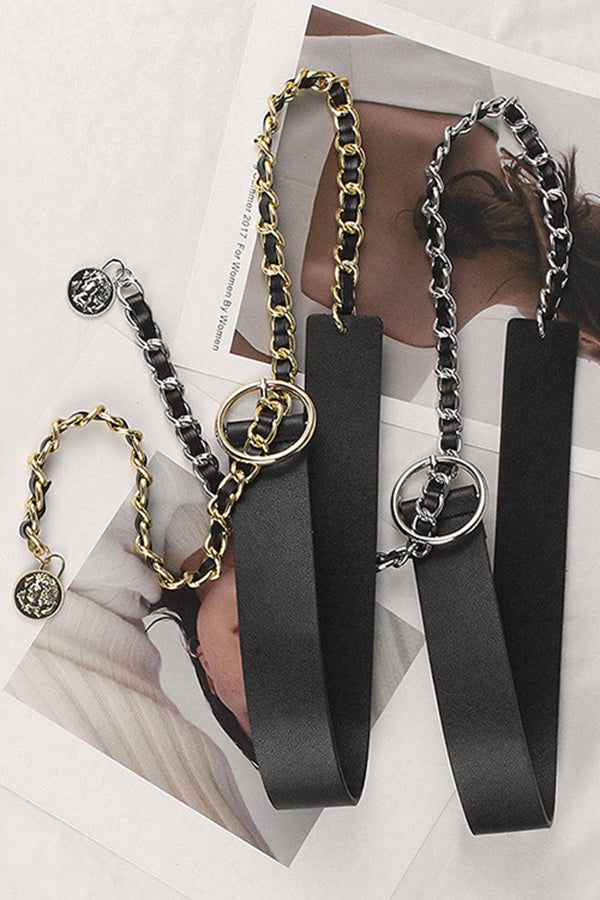 Retro Fashion Pu Leather Chain Belt-consonak