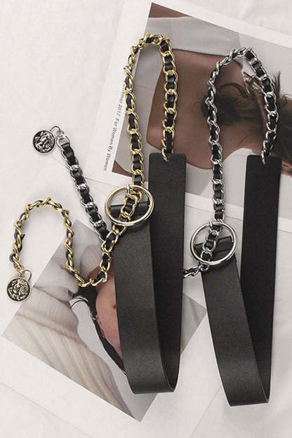 Retro Fashion Pu Leather Chain Belt-consonak