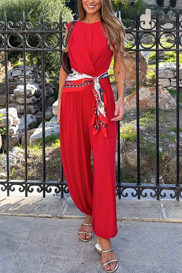 Athena Ruched Drape Neck Bodysuit and High Rise Elastic Waist Lantern Pants Set-consonak