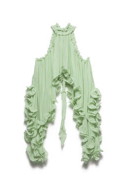 Romantic Drama Chiffon Wavy Ruffles Halter Irregular A-line Top-consonak