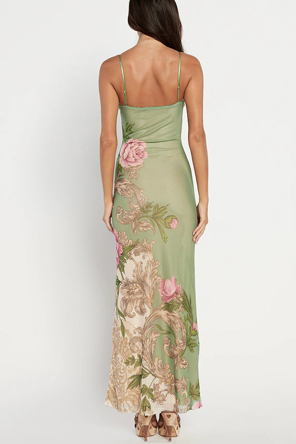 Reveling in The Unknown Floral Print Slip Stretch Maxi Dress-consonak