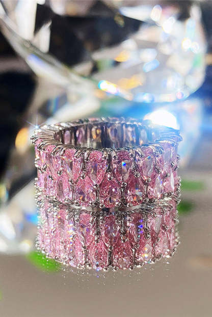 Light Luxury Double Row Drop Zircon Ring-consonak