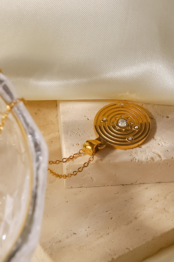 Vintage Stainless Steel Zircon Love Pendant-consonak