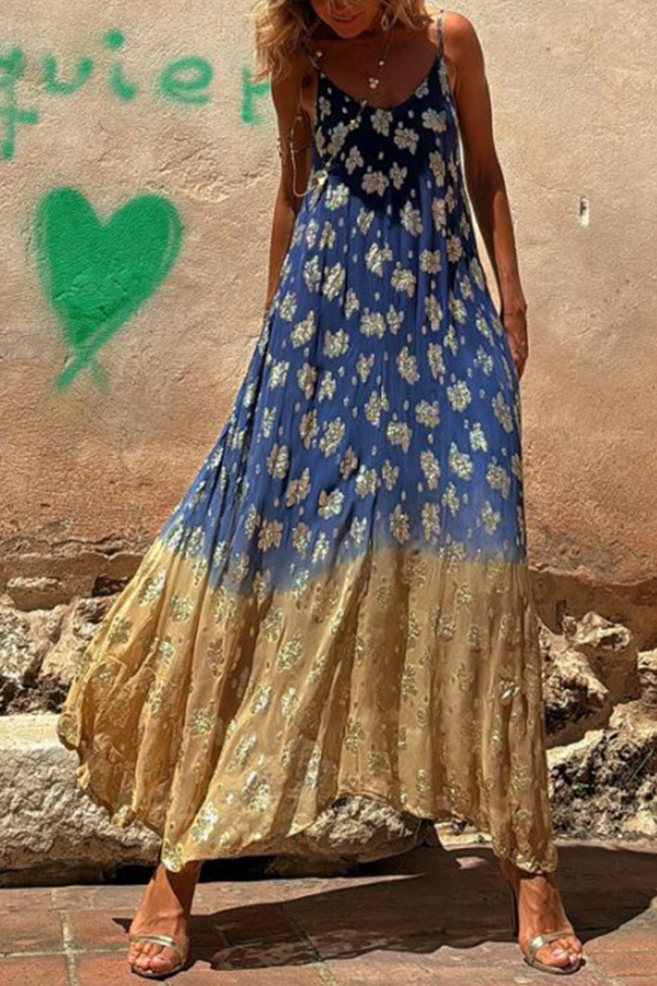 Bianca Tie Dye Gradient Flower Print Pocketed A-line Slip Maxi Dress-consonak