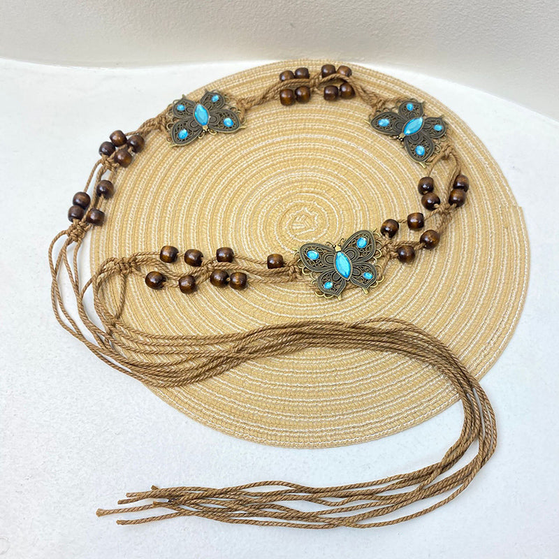 Bohemian Metallic Butterfly Handwoven Belt-consonak