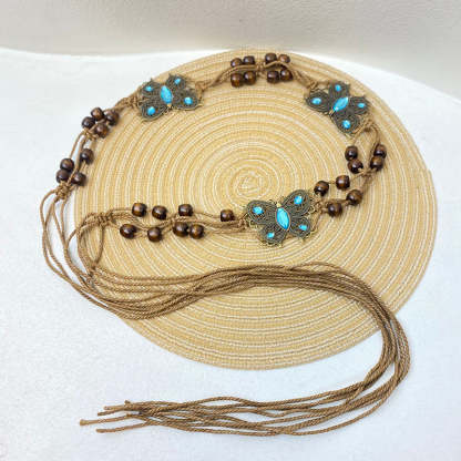 Bohemian Metallic Butterfly Handwoven Belt-consonak