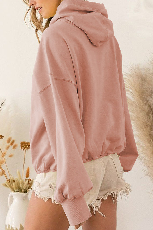 Front Pocket Zip Drawstring Long Sleeve Hoodie-consonak