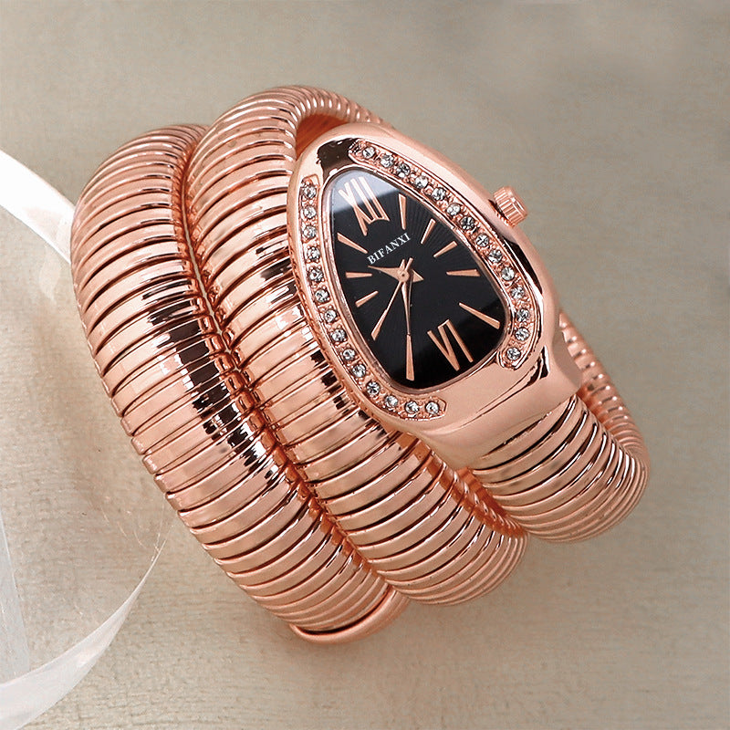 Fashionable Quartz Snake Bracelet Watch-consonak