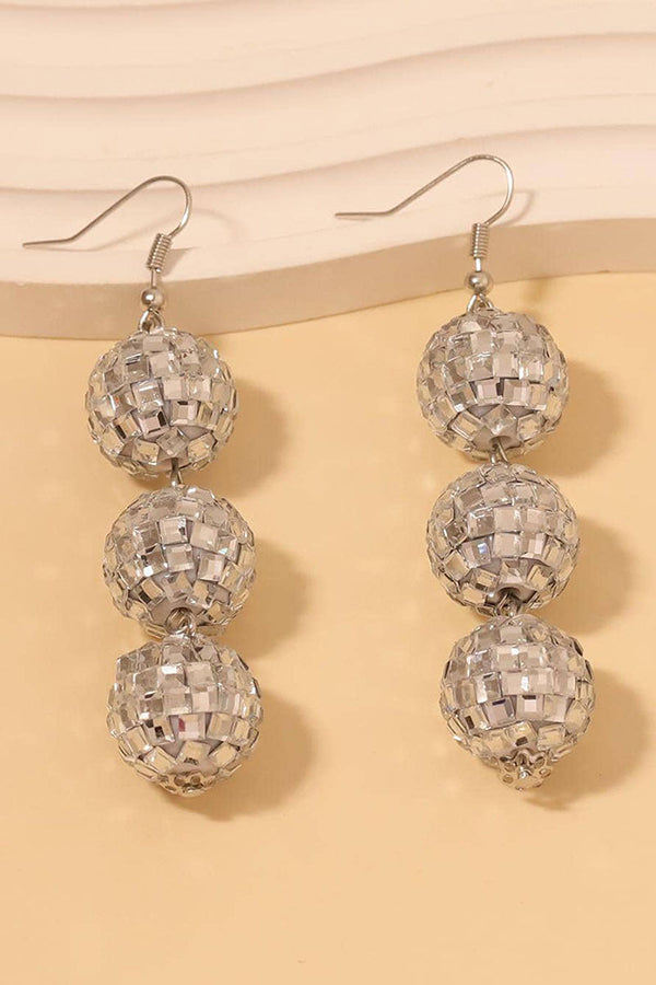 Fashionable Super Sparkly Disco Ball Earrings-consonak