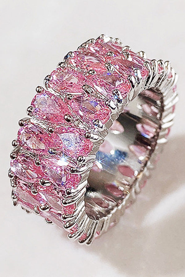 Light Luxury Double Row Drop Zircon Ring-consonak