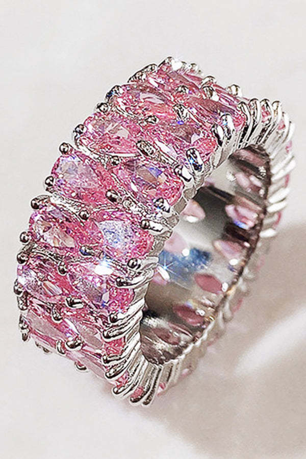 Light Luxury Double Row Drop Zircon Ring-consonak