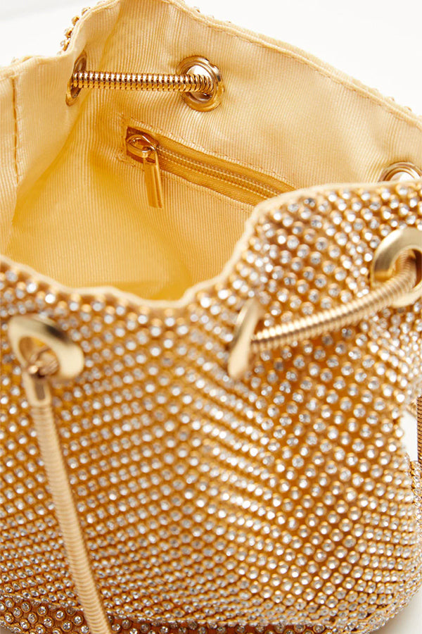 Sequined Rhinestone Cross-body Bucket Bag-consonak