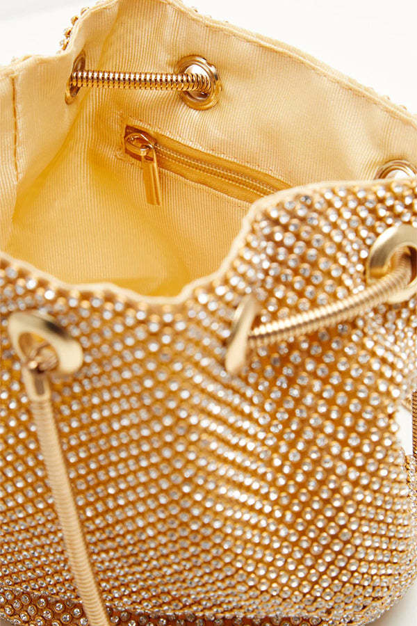 Sequined Rhinestone Cross-body Bucket Bag-consonak