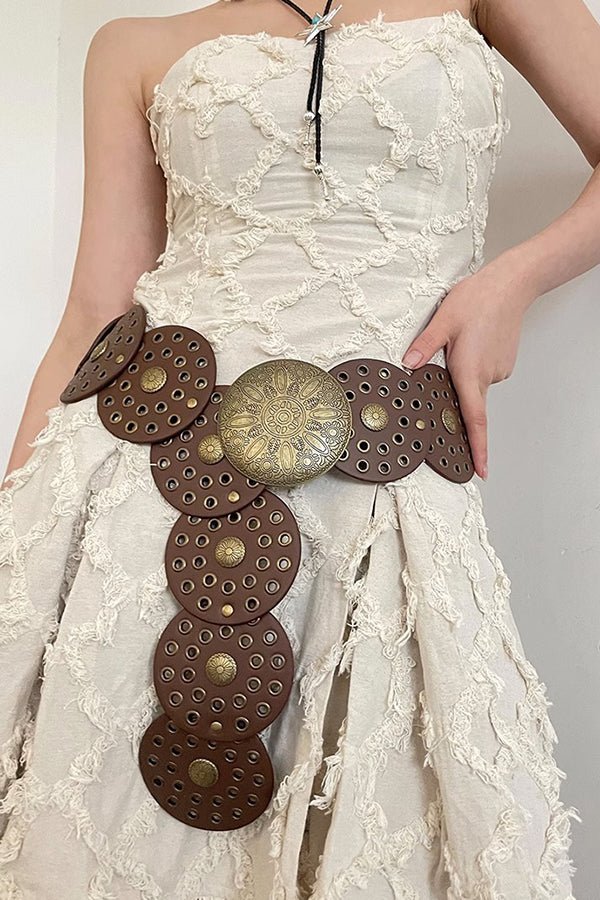 Ethnic Retro Round Hollow Belt-consonak