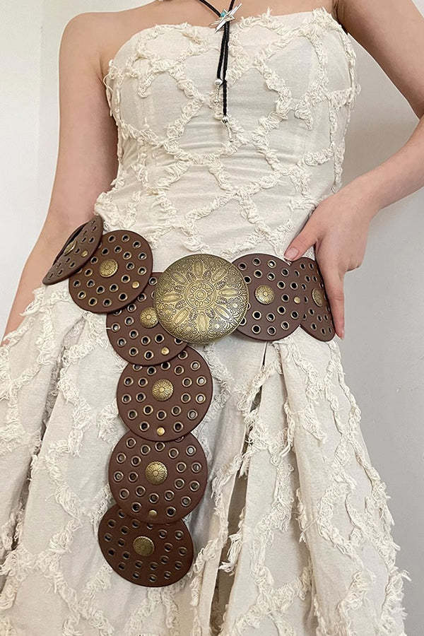 Ethnic Retro Round Hollow Belt-consonak