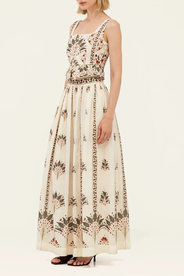 Palmilla Botanical Peplum Linen Matching Set-Consonak