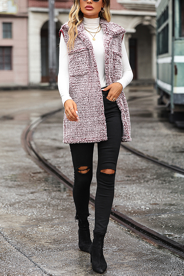 Fashion Lapel Sleeveless Pocket Loose Casual Long Vest Coat-consonak