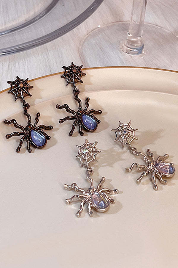 Fashionable Moonstone Dark Spider Earrings-consonak