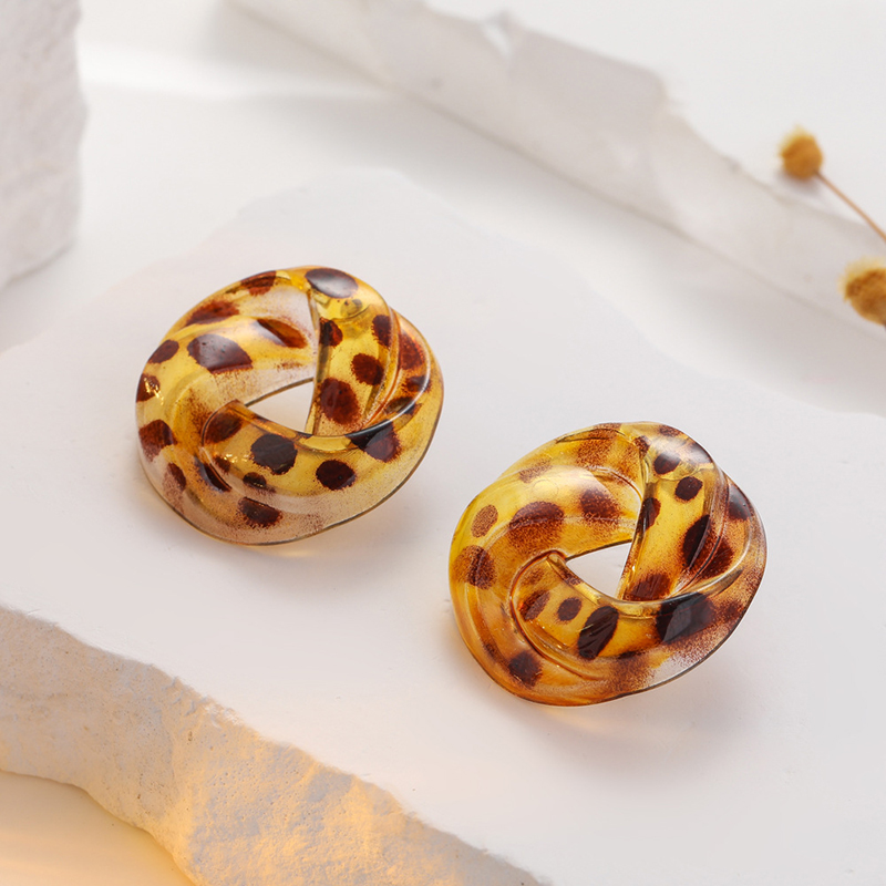 Leopard Print Hollow Round Geometric Earrings-consonak