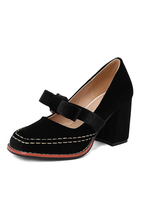 Square-toe Bow High Heels-Consonak