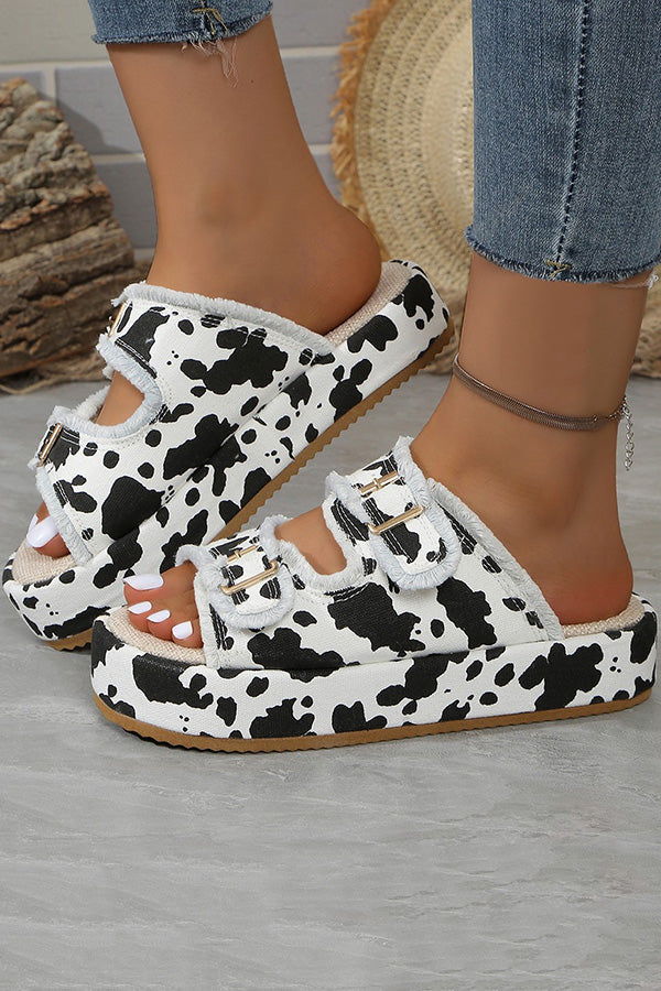 Summer Thick Soled Denim Belt Buckle Sandals-consonak