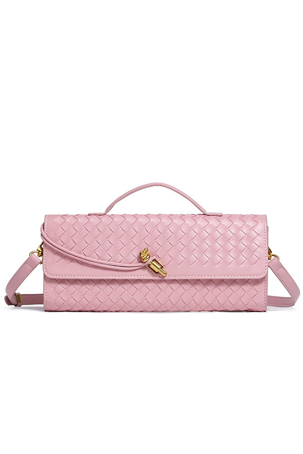 Woven Soft Leather Horizontal Square Accordion Bag | Consonak
