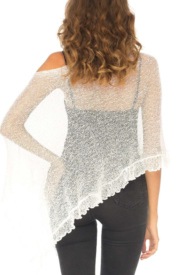 Solid Color Loose-fitting See-through Irregular Casual Cover-up-consonak