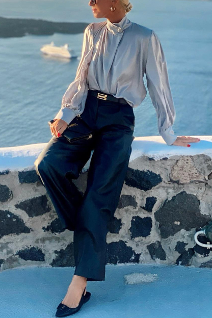 Falling for You Faux Leather Pocketed Wide Leg Stretch Pants-consonak