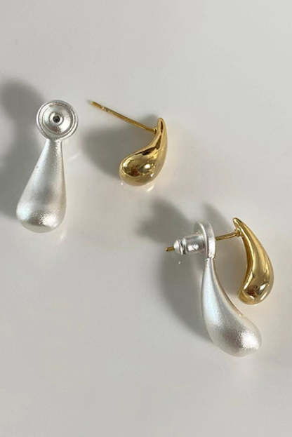 French Versatile Contrast Color Drop Shape Stud Earrings-consonak