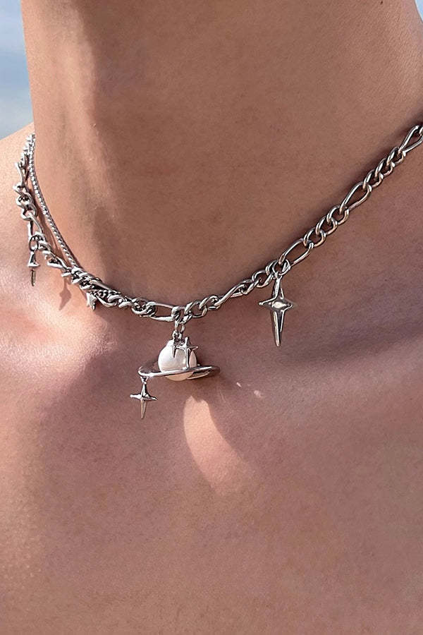 Fashionable Time Dial Metal Necklace-consonak