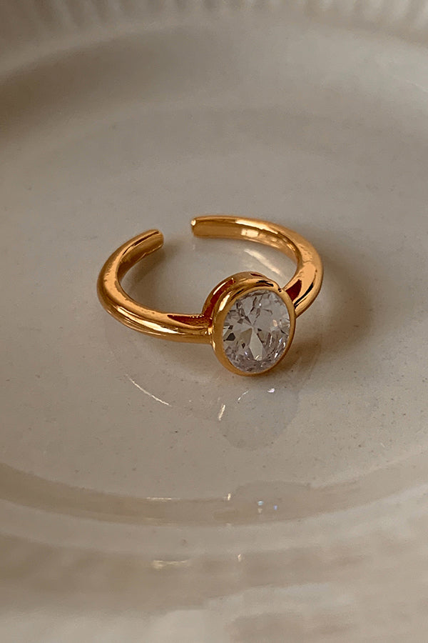 Elegant Silver-plated Diamond Open Ring-consonak