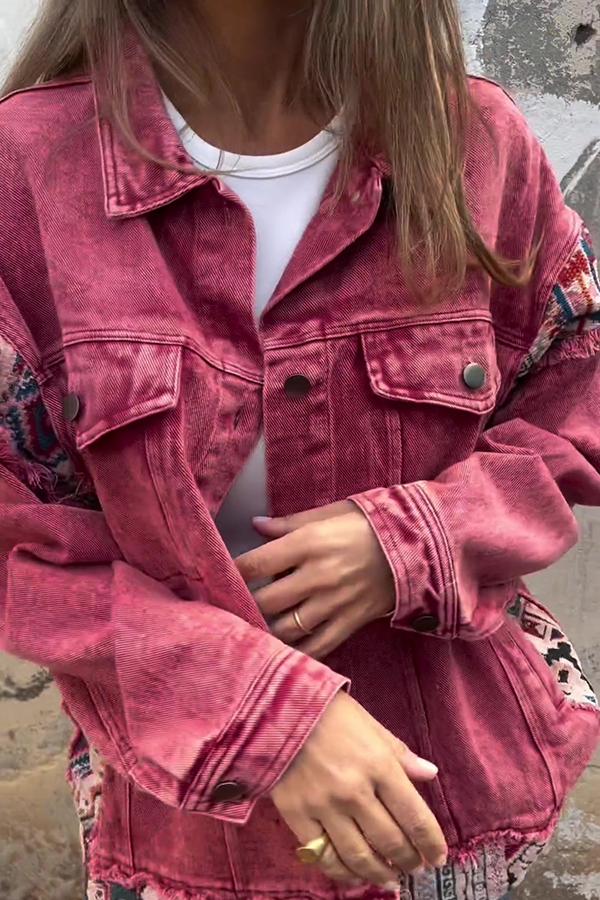Vintage Patchwork Loose Pocket Denim Jacket-consonak