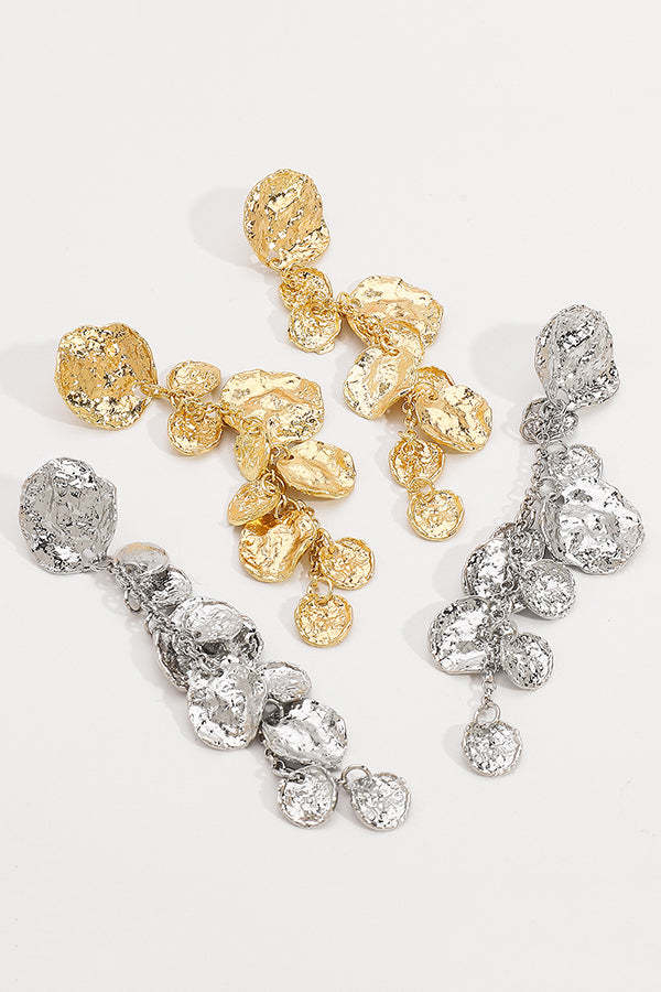 Light Luxury Metal Disc Pendant Earrings-consonak