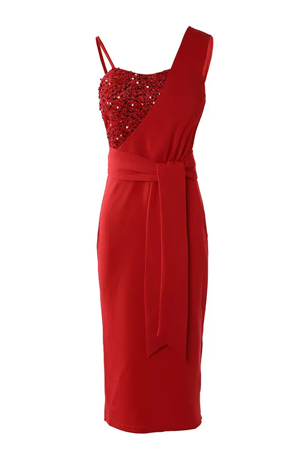 Tampa Nights Sequins Patch Slit Party Dress-consonak