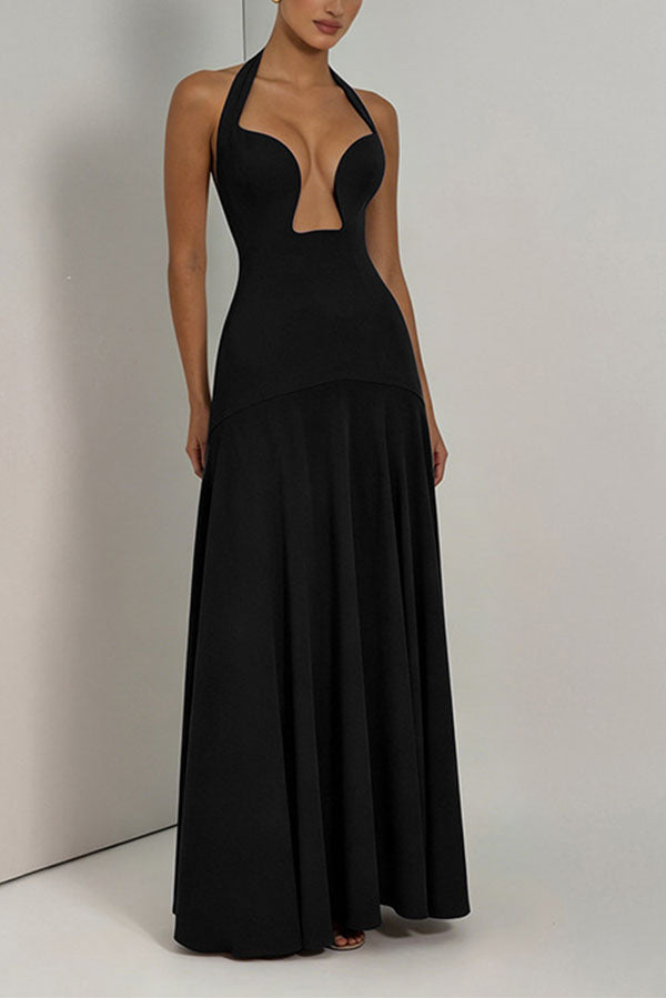 Seraphina Deep V Maxi Dress-Consonak