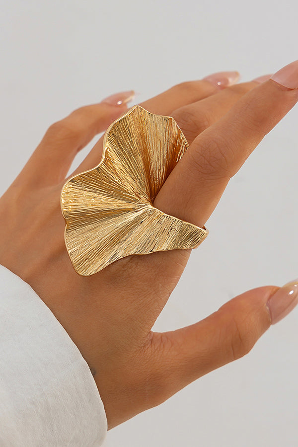 Fashion Irregular Ginkgo Leaf Shape Alloy Ring-consonak