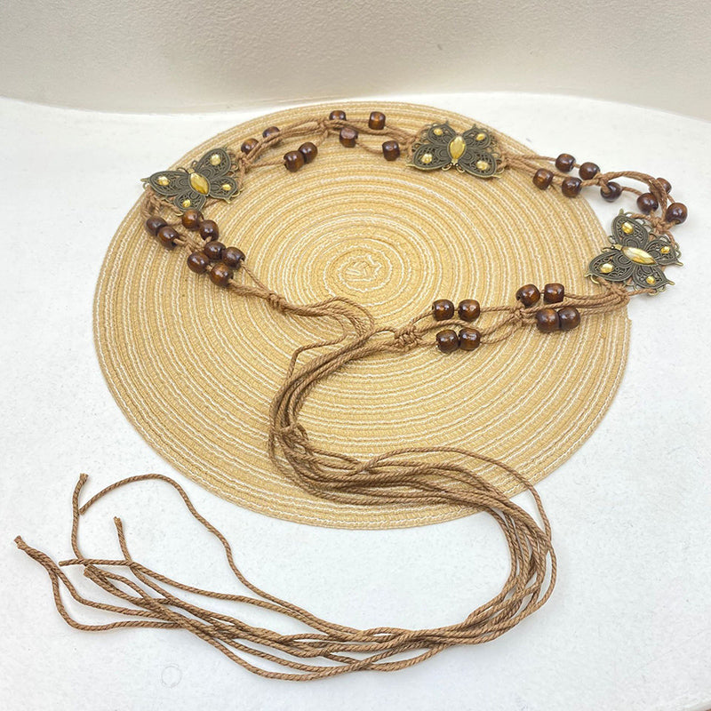 Bohemian Metallic Butterfly Handwoven Belt-consonak