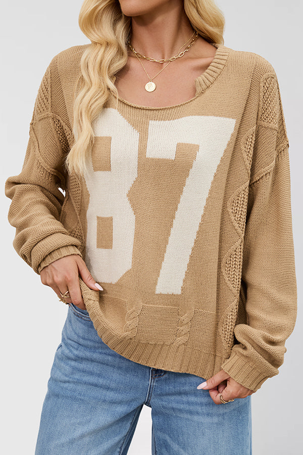 Fashionable Digital Jacquard Loose Long-sleeved Knit Sweater | Consonak
