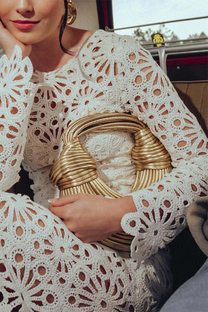 Faux Leather Knotted Detail Lace-up Shoulder Bag-consonak