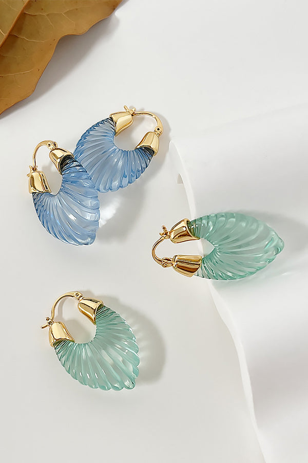 Fashion Candy-colored Glass-feel Striped Small Wing Earrings-consonak