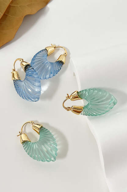 Fashion Candy-colored Glass-feel Striped Small Wing Earrings-consonak