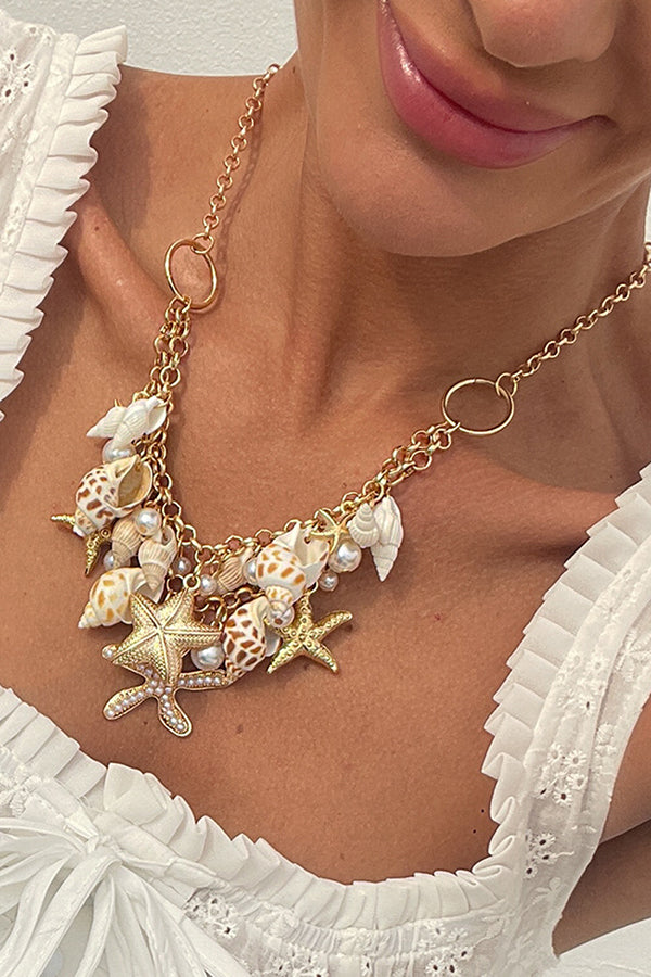 Bohemian Beach Shell Alloy Necklace-consonak