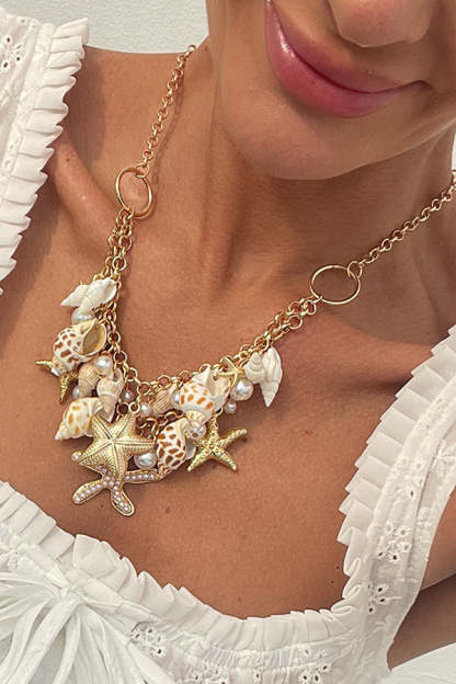Bohemian Beach Shell Alloy Necklace-consonak