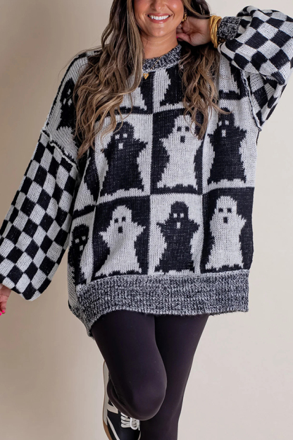 Halloween Casual Loose Crew Neck Sweater-consonak