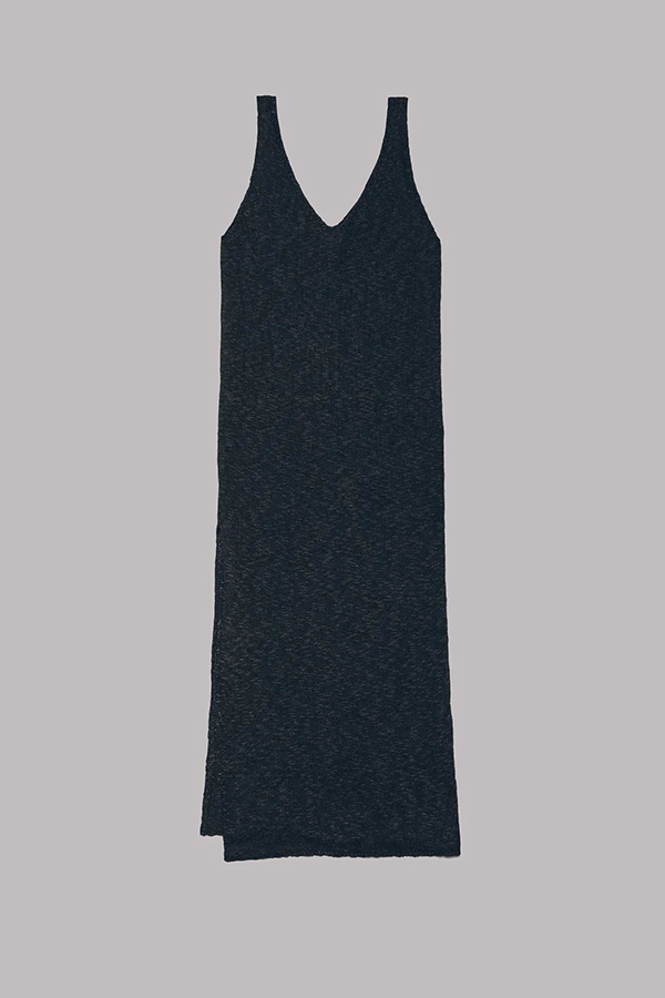 Vacation Breeze Knit Slit Loose Tank Midi Dress-consonak