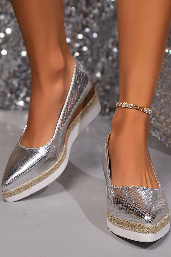 Fashionable Shiny Pointed Toe Thick-soled Casual Shoes-consonak