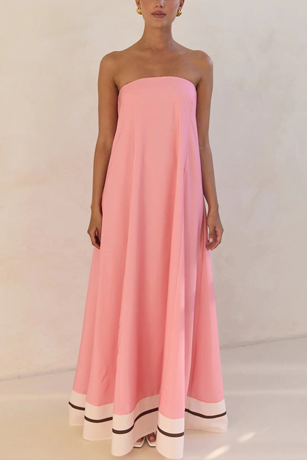 Unique Print Sexy Tube Top Back Zipper Loose Maxi Dress-consonak